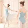 Stage Wear Femmes Danse Justaucorps Ballet Plissé Col En V Body Irrégulier Maille Jupe Adolescent Formation Gymnastique Patinage Ballerine Danc318D