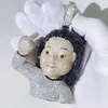 Projektant biżuterii VVS biały Moissanite Mix czarny Moissanite postać z kreskówki 3D twarz wisiorek 3 "wysoki Iced Out Moissanite Biżuteria