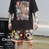 Męskie spodenki w stylu japońskim haftowane dla mężczyzn moda nadruk ze słonecznikiem kobiety lato przyczynowe Anime plaża Y2k 230703