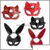 Máscaras de festa Bdsm S para mulheres Bondage Restraints couro sexy coelho orelha de gato coelho máscara máscara facial cosplay Dro Drop Delivery Hom Otb2X