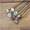 Pendant Necklaces Healing Stone Mineral Pendants Necklace Natural Crystal Fluorite Rose Quartzs Tourmaline Agates Apatite Jewelry Dr Dh4Iw