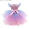 Abiti da ragazza Abiti da ragazza Ragazze Abito da principessa formale Bambini Pizzo Tulle Arcobaleno Elegante Festa da sera Torta Tutu Abito da ballo Bambini Matrimonio Z230704