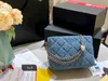 Designer Bag Mini Flap luxurys handbag Rose Blue Denim Canvas Women Luxury Bag Silver Chain Bags 3 sizes Diamond Lattice with gift box high quality small bags