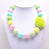 Baby Kinder Acrylfarben Perlen Halskette See blau+grün Rose Blume Chunky Bubblegum Halskette Kinder Party Geschenk handgemachter Schmuck