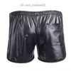 Shorts pour hommes Faux cuir Boxer été WetLook Fitness Sports Casual Short Male Gym Pantalons Hommes Loose Casual Shorts Streetwear Z230703