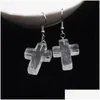 Charm Natural Stone Cross Charms Earrings Hand Carved Crystal Quartz Mini Earring Pendant Jewelry Drop Delivery Dhidw