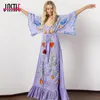 Robes Sexy Urbaines Jastie Brodé Femmes Maxi Robe Col En V Manches Chauve-Souris Lâche Oversize Robes D'été Cordon Taille Boho Plage Vestidos 230703