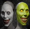 Halloween Horror Mask Face Smile terror White Eyes Demon Evil mask Exorcist Smile Headgear Party Decoration Cosplay Props