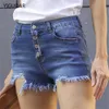 Skirts Casual High Waist Denim Shorts Women Summer Pocket Tassel Hole Ripped Jeans Short Female Femme Pants