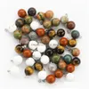 Charms 8Mm 10Mm 12Mm Pietra Naturale Mticolor Forma Palla Argento Per Collana Orecchini Ciondolo Fai Da Te Gioielli Di Moda Che Fanno Drop Delivery F Dhy9C