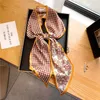 Scarves Luxury Long Silk Scarf Female Animal Horse Print Thin Narrow Scarf Bag Hair Band Ribbon Scarfs Women Neckerchief J230703