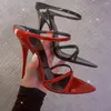 Dress Shoes Super High Thin Heels 9cm Women Pumps Ankle Cross Strap Sandals Ladies Pointed Toe Party