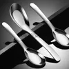 Dinnerware Sets Creative Korean 316 Stainless Steel Spoon Household Flatbottomed Teaspoons Thickened Deepened Tablespoons Utensil for Home x0703