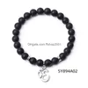 Beaded Fashion Om Pendant 8Mm Volcanic Stone Couple Strand Bracelet Charms Bracelets For Women Elasticity Yoga Bangle Men Jewelry Dr Dh9En