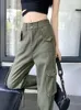 Jeans femme vert Cargo pantalon femmes Baggy Vintage Streetwear Grunge Y2k pantalon Hippie esthétique femme jambe large Denim