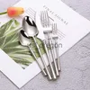 Dinnerware Sets 304 Stainless Steel Tableware Set Silverware Cutryry Set 51pcs Mirror Fork Spoon Knife Christmas Gift Dinnerware Dinner Set x0703