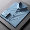 Tute da uomo Camicia a maniche lunghe di lusso in fibra di bambù Slim Fit Elastico Antirughe Non stirabile Abbigliamento da lavoro in tinta unita 230703