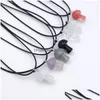 Pendant Necklaces 20Mm Mushroom Statue Glass Stone Carving Reiki Healing Polishing Rope Necklace For Women Jewelry Wholesale Drop De Dhakf