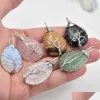 Charms Natural Stone Healing Crystal Tree Of Life Pendants Rose Quartz Wire Wrapped Trendy Jewelry Making Wholesale Drop Delivery Fi Dh4Wf