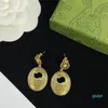 Retro Ellipse Charm Dangle Earring Stud aretes Women Fashion Designer Letter Drop Eardrops for Female Party Wedding Jewelry With Box