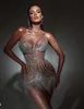 アーバンセクシードレス高品質真珠キラキラタッセル誕生日ドレス女性のセクシーなクラブウェアストラップレスパーティーナイトセレブミニレーヨン包帯ドレス 230703