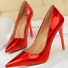 Dress Shoes Maogu Leather Woman Pumps High Heels 2023 Sexy Women Pointed Toe Basic Pump Evening Heel Plus Size 42 43