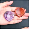 Stone Heart Worry Thumb Gemstone Artware Natural Rose Quartz Healing Crystal Therapy Reiki Treatment Spirituele Mineralen Mas Palm Dro Dhqo9