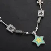 Pendant Necklaces Fashion Crystal Star Fortune Cross Lucky Star Necklace Couple Men and Women Hip Hop Necklace 230703