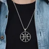 Flash Compass Rainbow Pendant Necklace Chain For Men Antique Silver Color Stainless Steel Jewelry Hip Hop Punk Rock Jewelry Accessories Wholesale