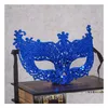 Máscaras de festa máscara plana ouro pó veneziana renda traje de baile drop delivery casa jardim suprimentos festivos dhc0k