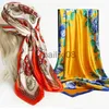 Scarves Flower Print Shawl Silk Square Scarf For Women Hair Bands Neckerchief Female Head Wraps Headband Foulard Satin Hijab Bandana J230703