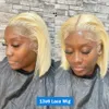 150% 613 miód blondynka prosta 13x6 koronkowe przednie ludzkie peruki włosy Remy Kolorowa peruka o zamykaniu bobów dla czarnych kobiet