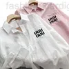 Camiseta feminina plus size de grife listrada com letras femininas charmosa blusa branca rosa tops manga longa deign W57E