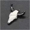 チャーム半貴重な石アクリル牛の牛の骨ヘッドシェイプペンダントDIYネックレスのための発見