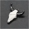 Charms Pierre Semi-Précieuse Acrylique Ox Vache Forme De Tête Pendentif Trouver Pour Colliers À Faire Soi-Même Hommes Punk Femmes Bijoux De Mode 26X30Mm Dhido