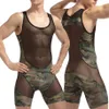 Mens sexy underwear male panties bodysuit panties Camouflage men clothing bodysuit masculino jumpsuit active mens bodywear Wrestli1946