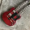 Custom Dark Red JimmyPage 6+12 Strings GSG Electric Guitar Double Neck Guitar JP EDS1275
