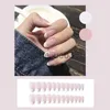 False Nails Fashion 24st franska naglar för kvinnor Simple Pink Ins Style Fake Nails Med Lim Akryl falska Full Tips False press on spik x0703
