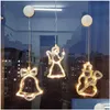 Christmas Decorations Sucker Lights Led Holiday Bell Snowman Angel Suck Hanging String Battery Window Drop Delivery Home Garden Fest Dhlmv