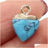 Charms Delicate Natural Stone Heart Rose Quartz Lapis Lazi Turquoise Opal Pendant DIY For Armband Halsbandörhängen Smycken Making DHQ7W