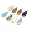Charms Point Style Turquoise Natural Stone Rose Quartz Crystal Pendant för örhängen Halsband smycken som gör grossistdrop leverans dhpri