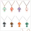 Pendentif Colliers Lots Fil Enroulé Sculpture Champignon Reiki Guérison Cristal Oeil De Tigre Quartz Rose Opale Aventurines Collier Pour Femmes Je Dhqwl