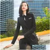 Tvådelt klänningskontor Lady Black kjol passar kvinnor 2 Set Business Uniforms Formella arbetet bär våren blazer kvinnliga kläder dropp deli dhzxj