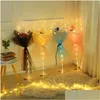 Inne świąteczne zapasy imprezowe LED LUMINY BALLON ROSE Rose Buquet Transparent Flashing Light Bobo Ball Decor Birthday Decor Walentynki Wedd Dht2f