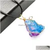 Pendentif Colliers Irregar Galvanoplastie Couleur Cristal Naturel Druzy Druse Fil Wrap Pierre Collier Pour Les Femmes Drop Delivery Bijoux P Dhjm9