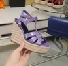 Lady Wedges Tribute Kama Sandalet Espadrille Topuklu Sandal Kadınlar Sandal Yüksek Topuklu Ayakkabı Lüks Tasarım Kadın Düğün Elbise Pompası Topuk Ayakkabı Kutusu