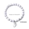 Beaded Fashion Om Pendant 8Mm Volcanic Stone Couple Strand Bracelet Charms Bracelets For Women Elasticity Yoga Bangle Men Jewelry Dr Dh9En