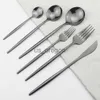 Dinnerware Sets Rainbow Cutlery Set 1810 Stainless Steel Dinnerware Set Knife Dessert Fork Dessert Spoon Dinner Set Kitchen Party Tableware Set x0703