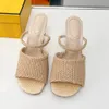 fashion Sculpted metallic heel high-heeled slippers Woven Lafite grass slippers Muilezels high heels open toes slip-on slides leather outsole sandals for women