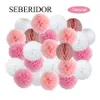 Autres fournitures de fête d'événement bleu rose ensemble 6 "8" 10 "12" lanterne en papier ronde pour bébé garçon fille décor de douche décoration de mariage pompons suspendus 230701